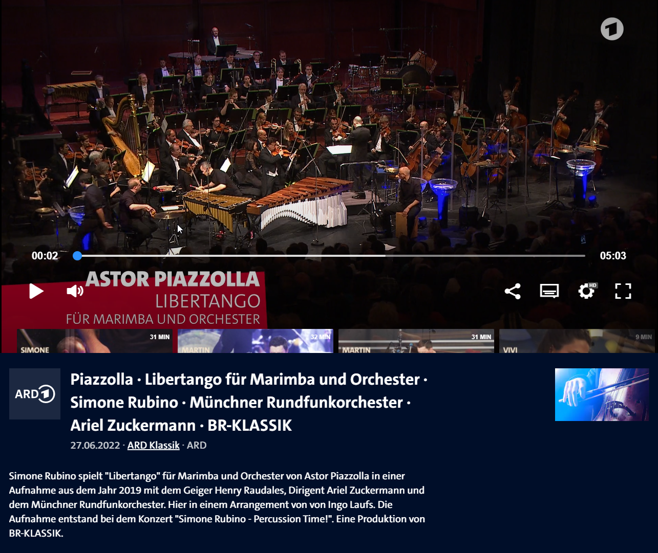 ARD Mediathek: Aufnahme mit dem Münchner Symphonieorchester